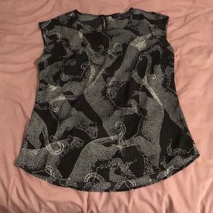 The Limited, black and white jaguar blouse